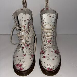 Dr.Martens 1460 Rare Portland Rose White Floral Boots
